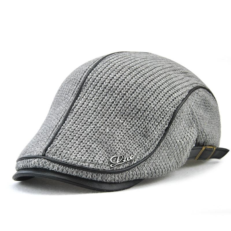 Męska CZapka Z Dzianiny CZapka Z Wyściełanymi Ciepłymi Beretami Casual Outdoor Visor Forward Hat