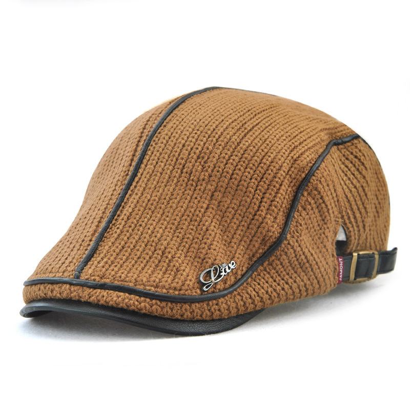 Męska CZapka Z Dzianiny CZapka Z Wyściełanymi Ciepłymi Beretami Casual Outdoor Visor Forward Hat