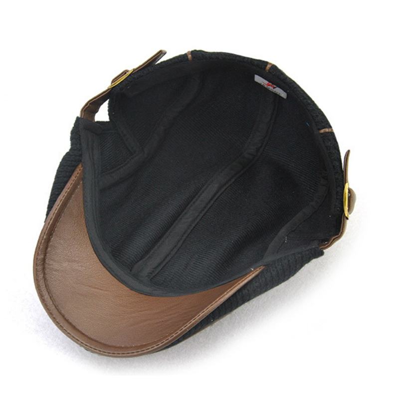 Męska CZapka Z Dzianiny CZapka Z Wyściełanymi Ciepłymi Beretami Casual Outdoor Visor Forward Hat