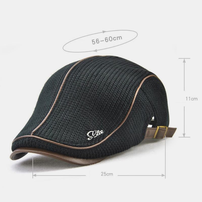 Męska CZapka Z Dzianiny CZapka Z Wyściełanymi Ciepłymi Beretami Casual Outdoor Visor Forward Hat