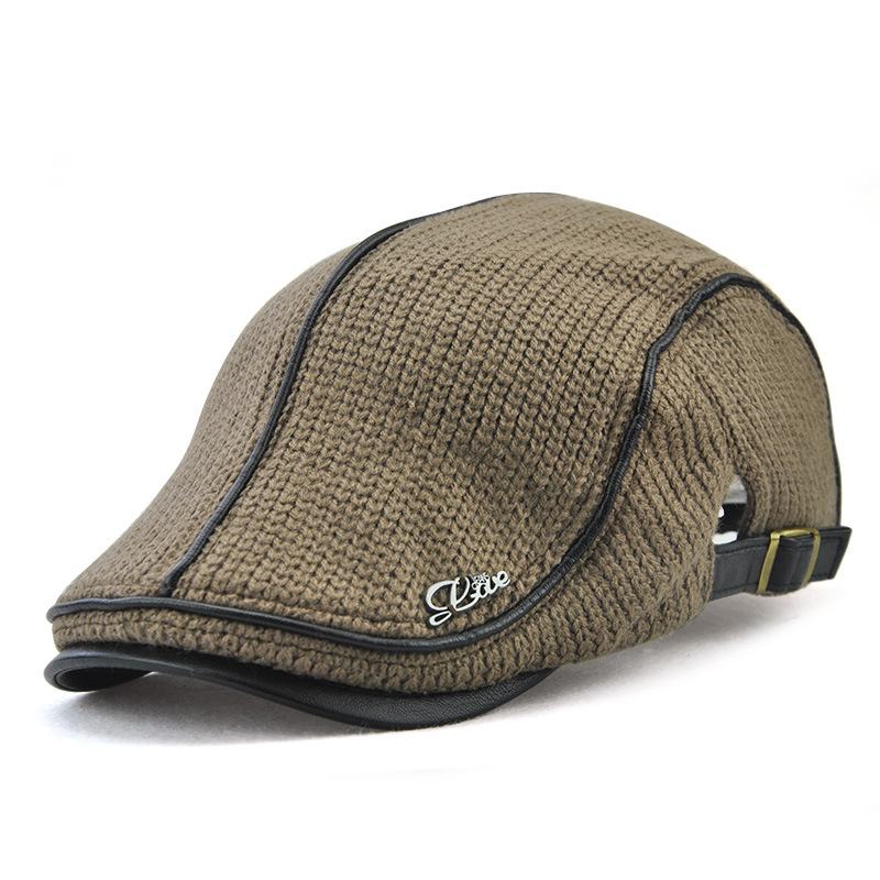 Męska CZapka Z Dzianiny CZapka Z Wyściełanymi Ciepłymi Beretami Casual Outdoor Visor Forward Hat