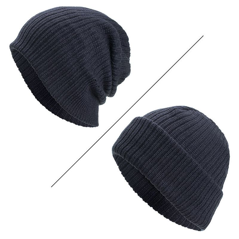 Męska CZapka Zimowa Zagęścić Bez Ronda CZapka Z Dzianiny Slouch Beanie