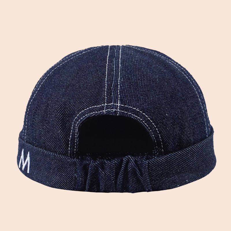 Męska Denim Dome List Haft Landlord Cap Hip Hop Summer Sunshade Regulowana CZapka Bez Ronda CZapka Z CZaszką