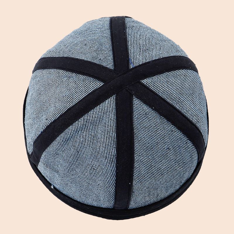 Męska Denim Dome List Haft Landlord Cap Hip Hop Summer Sunshade Regulowana CZapka Bez Ronda CZapka Z CZaszką