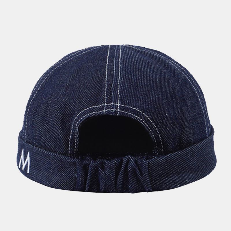 Męska Denim Dome List Haft Landlord Cap Hip Hop Summer Sunshade Regulowana CZapka Bez Ronda CZapka Z CZaszką