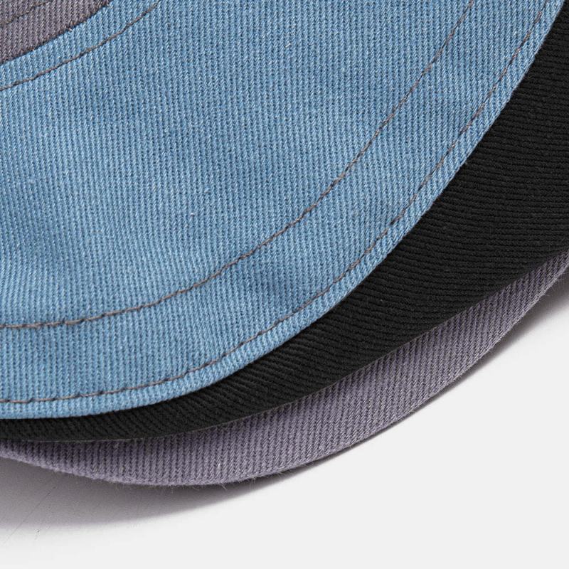 Męska Dopasowana Kolorystycznie Ręcznie Regulowana Moda Casual Sunshade Beret Cap Flat Hat