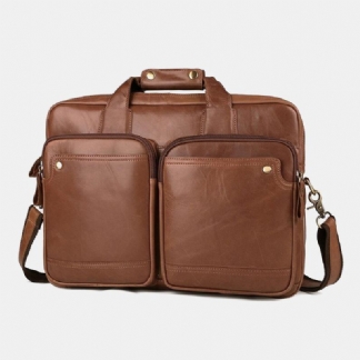 Męska Dwuwarstwowa Kieszonkowa Torebka Antykradzieżowa Retro Multi-pocket 13.3 Cala Torba Na Laptopa Torby Na Ramię Crossbody