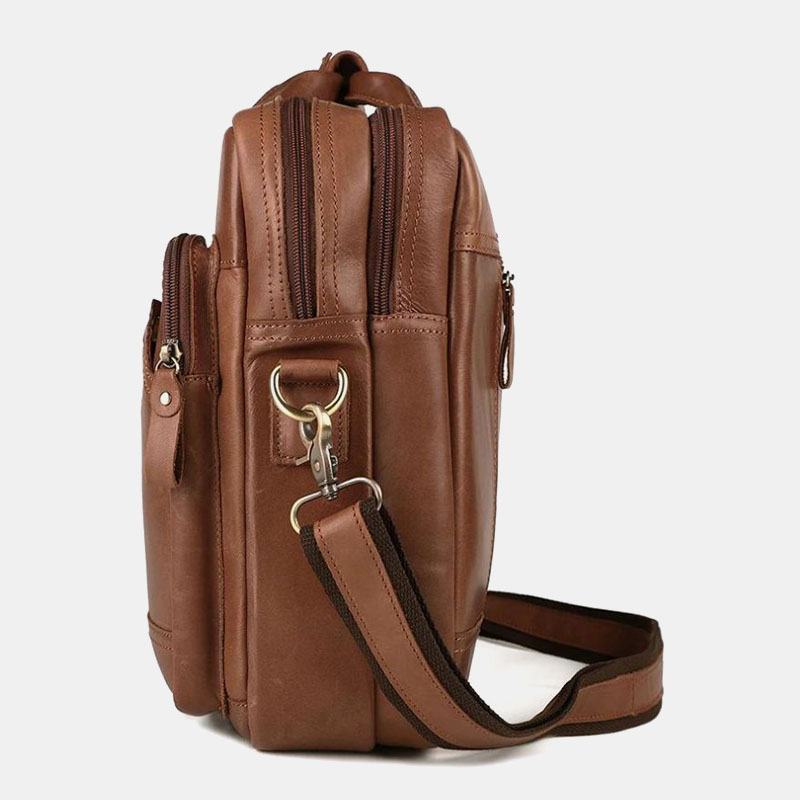 Męska Dwuwarstwowa Kieszonkowa Torebka Antykradzieżowa Retro Multi-pocket 13.3 Cala Torba Na Laptopa Torby Na Ramię Crossbody