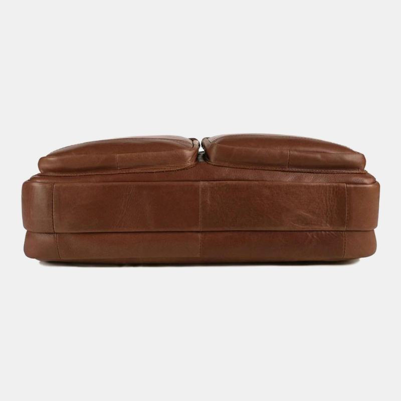 Męska Dwuwarstwowa Kieszonkowa Torebka Antykradzieżowa Retro Multi-pocket 13.3 Cala Torba Na Laptopa Torby Na Ramię Crossbody