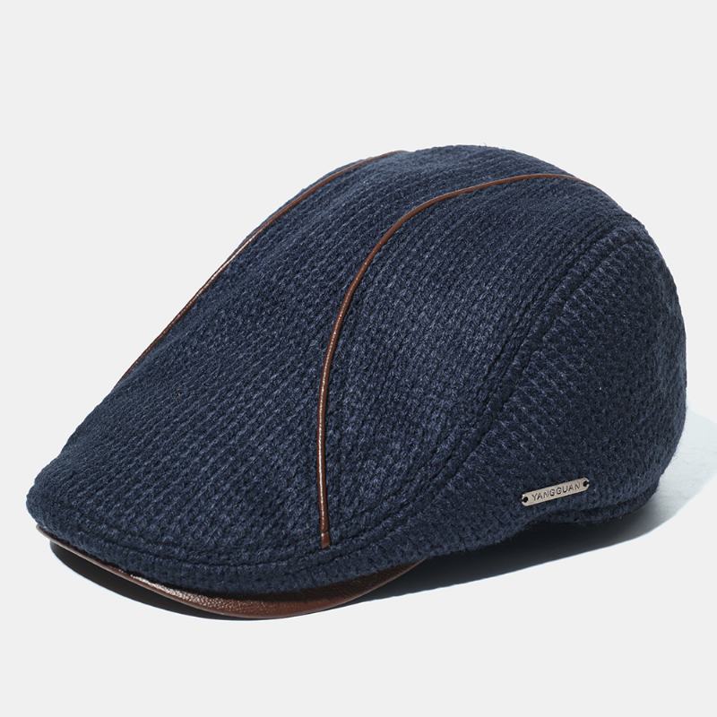 Męska Dzianinowa CZapka Wyściełane Ciepłe Berety Casual Outdoor Visor Forward Hat