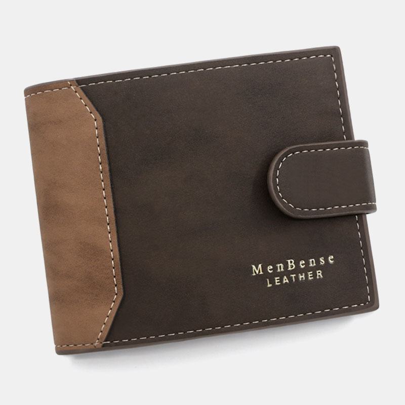 Męska Faux Leather Dopasowanie Kolorów Multi-card Krótki Portfel Moda Hasp Bifold Money Clip Portmonetka