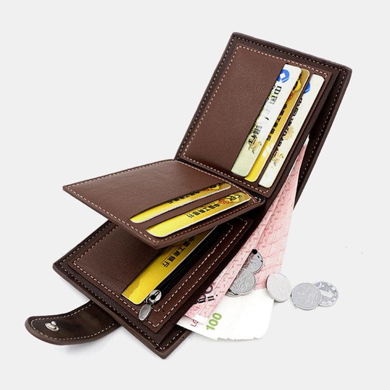 Męska Faux Leather Dopasowanie Kolorów Multi-card Krótki Portfel Moda Hasp Bifold Money Clip Portmonetka