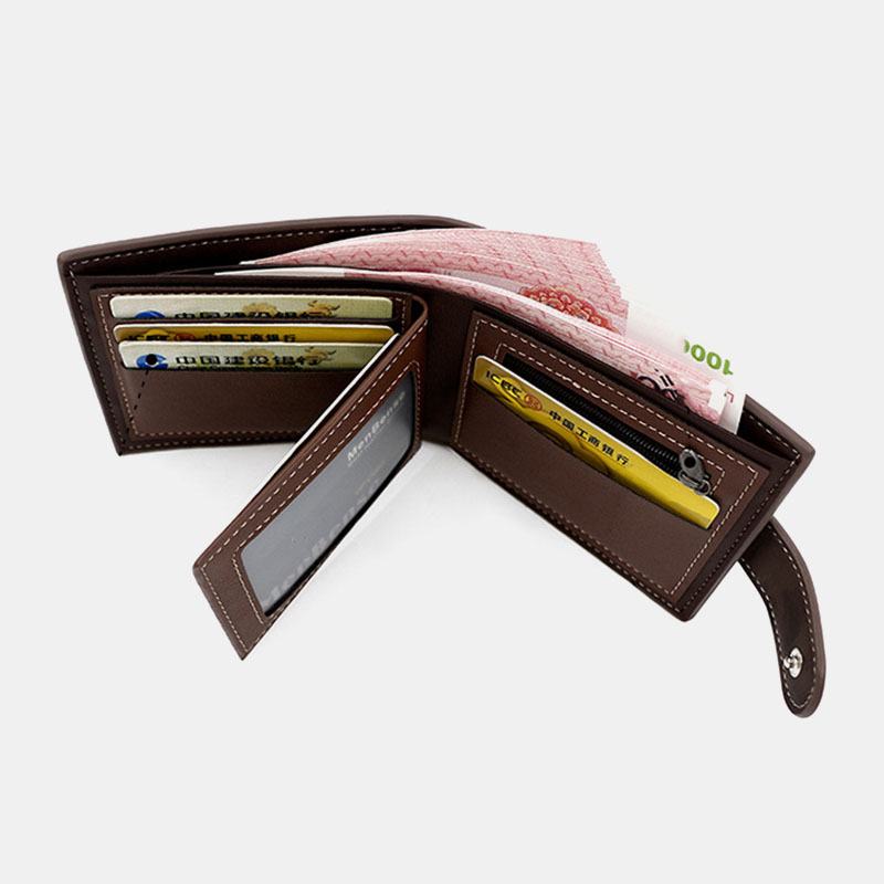 Męska Faux Leather Dopasowanie Kolorów Multi-card Krótki Portfel Moda Hasp Bifold Money Clip Portmonetka