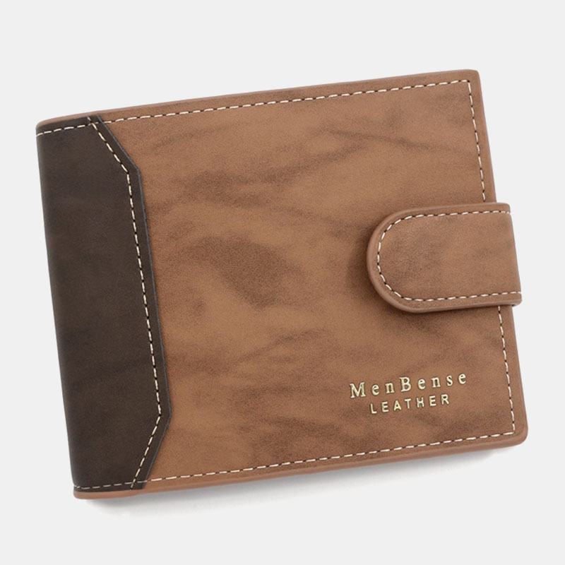 Męska Faux Leather Dopasowanie Kolorów Multi-card Krótki Portfel Moda Hasp Bifold Money Clip Portmonetka