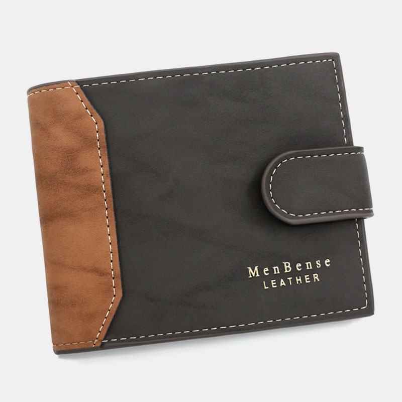 Męska Faux Leather Dopasowanie Kolorów Multi-card Krótki Portfel Moda Hasp Bifold Money Clip Portmonetka