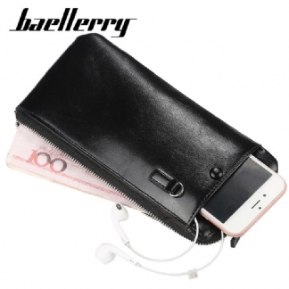 Męska Faux Leather Long Phone Bag Zipper Portfel Posiadacz Karty Sprzęgła Bag