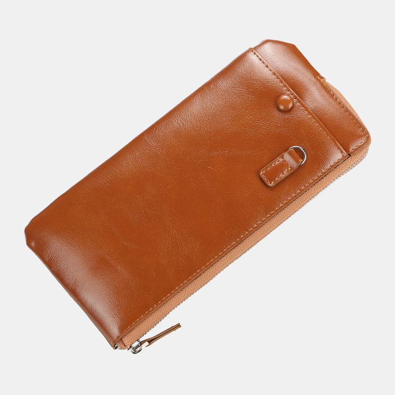 Męska Faux Leather Long Phone Bag Zipper Portfel Posiadacz Karty Sprzęgła Bag