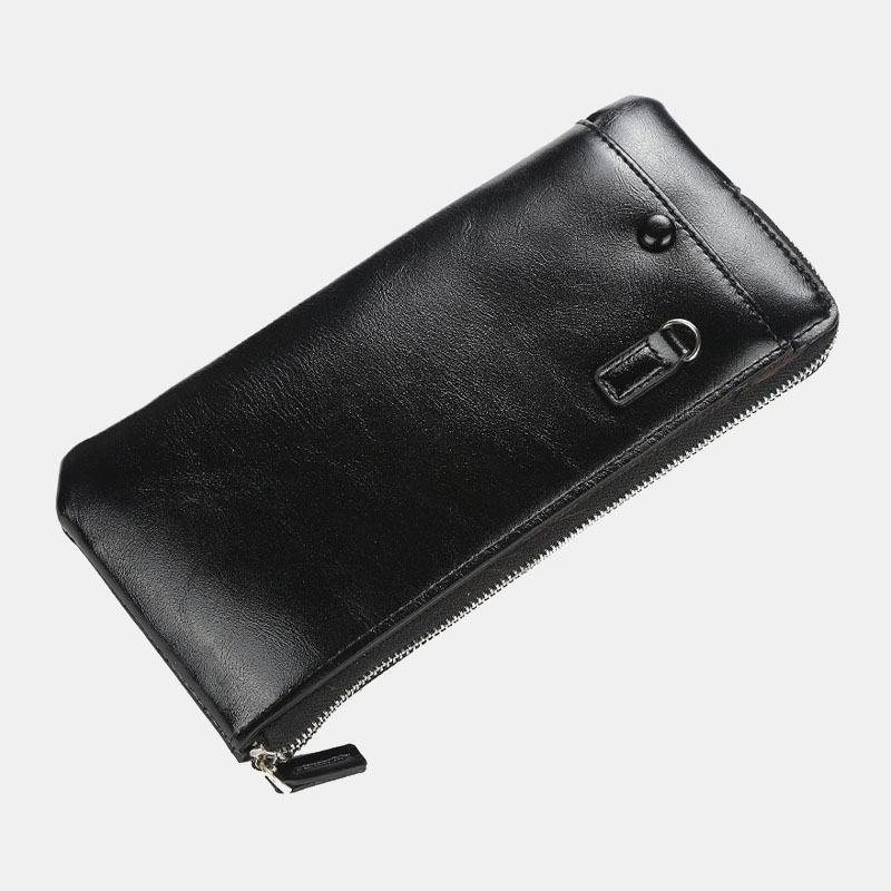 Męska Faux Leather Long Phone Bag Zipper Portfel Posiadacz Karty Sprzęgła Bag