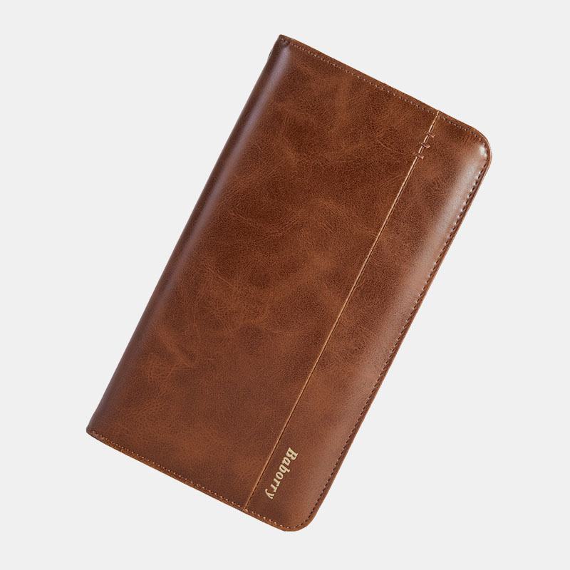 Męska Faux Leather Retro Business 6.3 Cala Torba Na Telefon Hand Carry Portfel Kopertówka Z Paskiem Na Nadgarstek