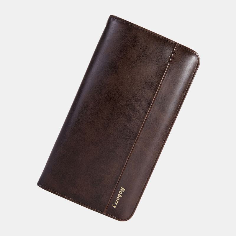 Męska Faux Leather Retro Business 6.3 Cala Torba Na Telefon Hand Carry Portfel Kopertówka Z Paskiem Na Nadgarstek