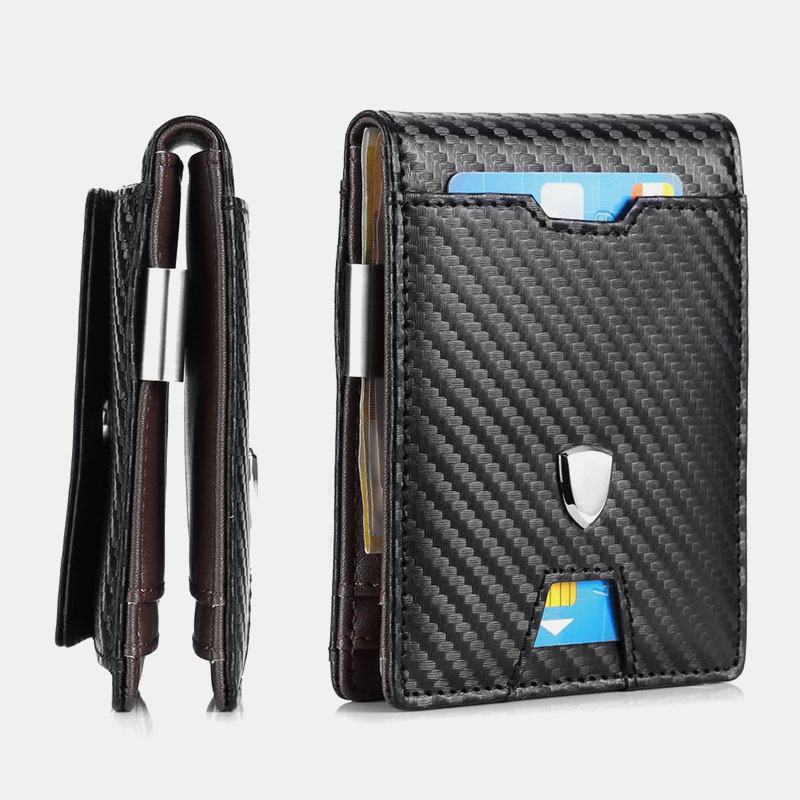 Męska Faux Leather Retro Business Anti-theft Multi-slot Posiadacz Karty Portfel Klip Na Pieniądze