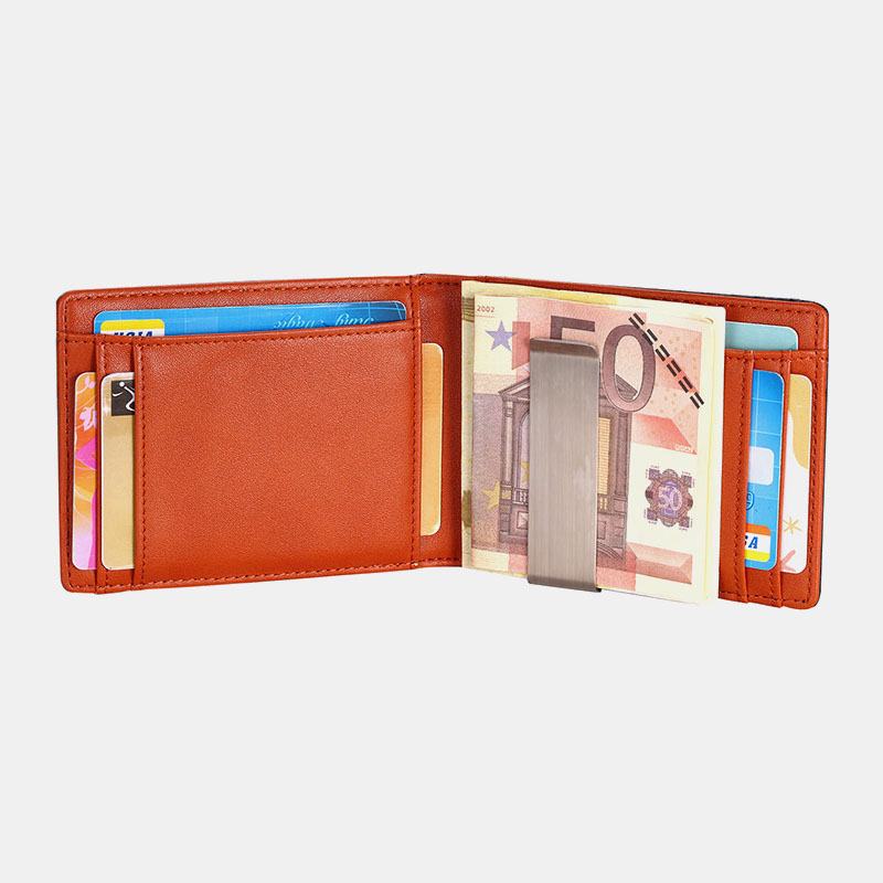 Męska Faux Leather Retro Business Anti-theft Multi-slot Posiadacz Karty Portfel Klip Na Pieniądze