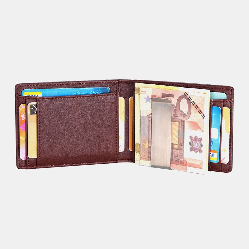 Męska Faux Leather Retro Business Anti-theft Multi-slot Posiadacz Karty Portfel Klip Na Pieniądze