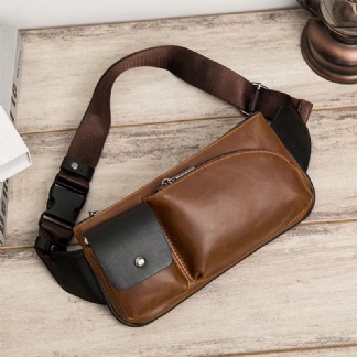 Męska Faux Leather Retro Business Casual Multi-carry Waist Bag Torba Na Klatkę Piersiową Sling Bag