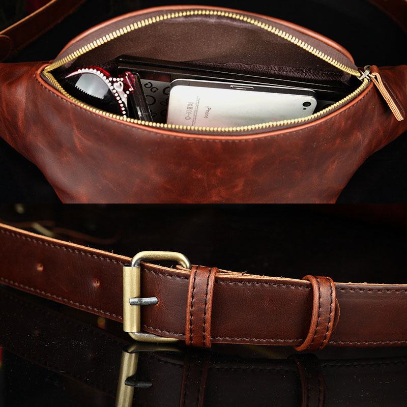 Męska Faux Leather Retro Sport Multi-carry Talia Torba Sling Bag Chest Bag
