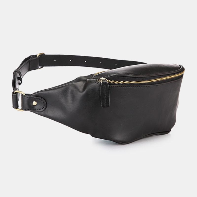 Męska Faux Leather Retro Sport Multi-carry Talia Torba Sling Bag Chest Bag