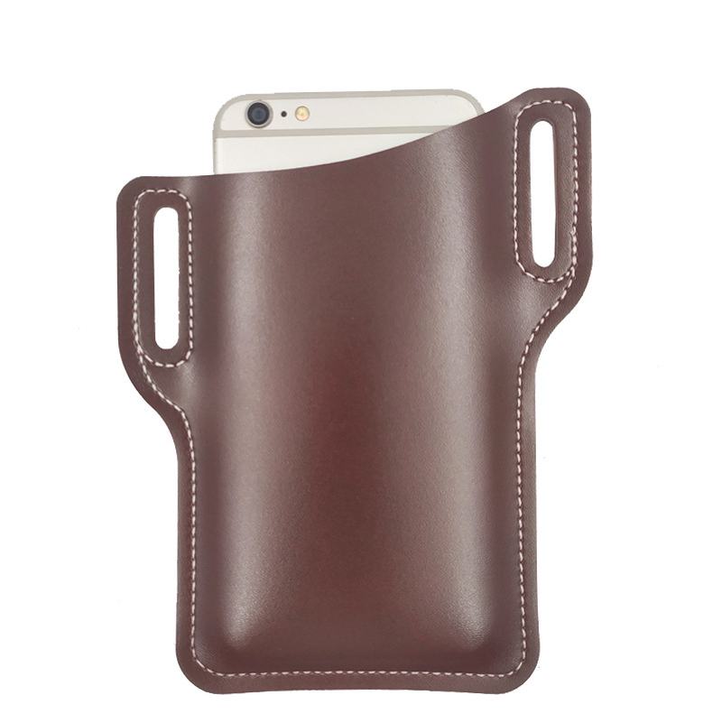 Męska Faux Leather Solid Color Phone Bag Retro Easy Carry Waist Bag Edc Belt Bag Z Szlufką Na Pasek