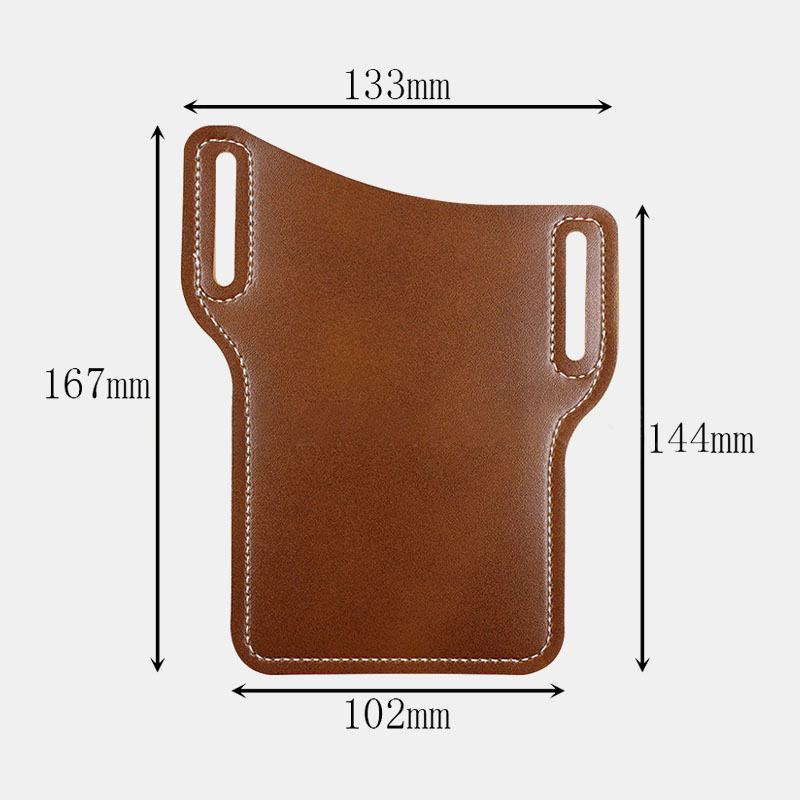 Męska Faux Leather Solid Color Phone Bag Retro Easy Carry Waist Bag Edc Belt Bag Z Szlufką Na Pasek