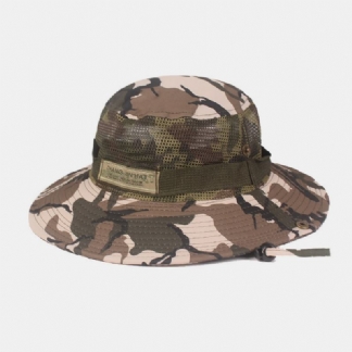 Męska Kamuflażowa Siatka Oddychająca Z Dużym Rondem Outdoor Mountaineing Sunshade Bucket Hat