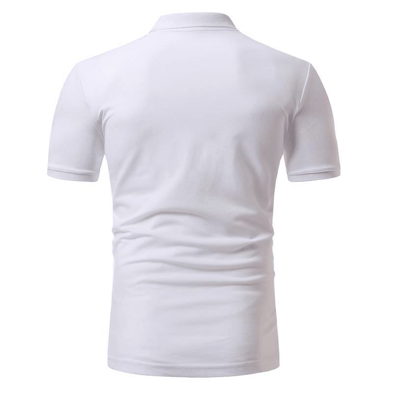 Męska Koszula Golfowa Z Krótkim Rękawem I CZarno-białym Nadrukiem