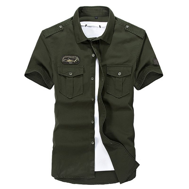 Męska Koszula W Dużym Rozmiarze Z Podwójną Kieszenią Z Krótkim Rękawem I Krótkim Rękawem Casual Outdoor Shirt