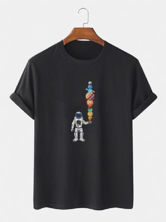 Męska Koszulka Z Nadrukiem Astronautów Z Lodami Na Co Dzień Lekka Cienka Koszulka