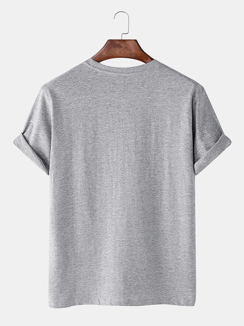 Męska Koszulka Z Nadrukiem Na Klatce Piersiowej Z Grafiką 100% Bawełny Cienka Przyczynowa Luźna Koszulka Z Krótkim Rękawem