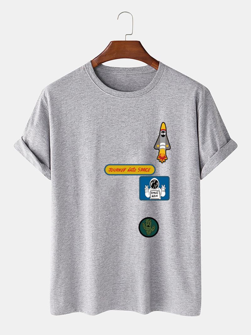 Męska Koszulka Z Okrągłym Dekoltem I Astronauta Z Kreskówki Astronauta 100% Bawełniana Koszulka
