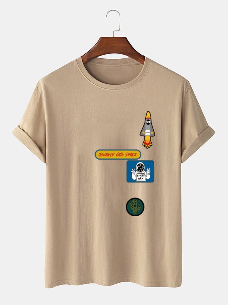 Męska Koszulka Z Okrągłym Dekoltem I Astronauta Z Kreskówki Astronauta 100% Bawełniana Koszulka