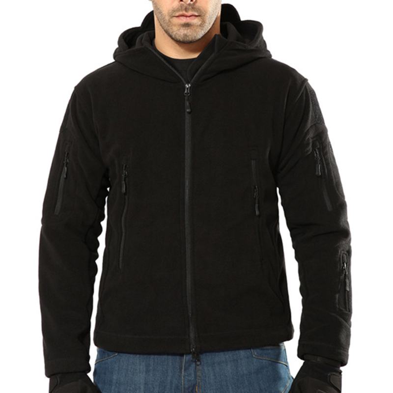 Męska Kurtka Z Ciepłego Polaru Outdoor Softshell Z Kapturem Wojskowa Taktyczna W Kolorze Zielonym
