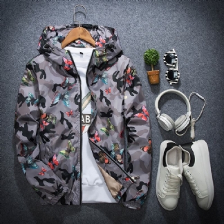 Męska Kurtka Z Kapturem Casual Student Top Z Długim Rękawem Slim Teen Windbreaker