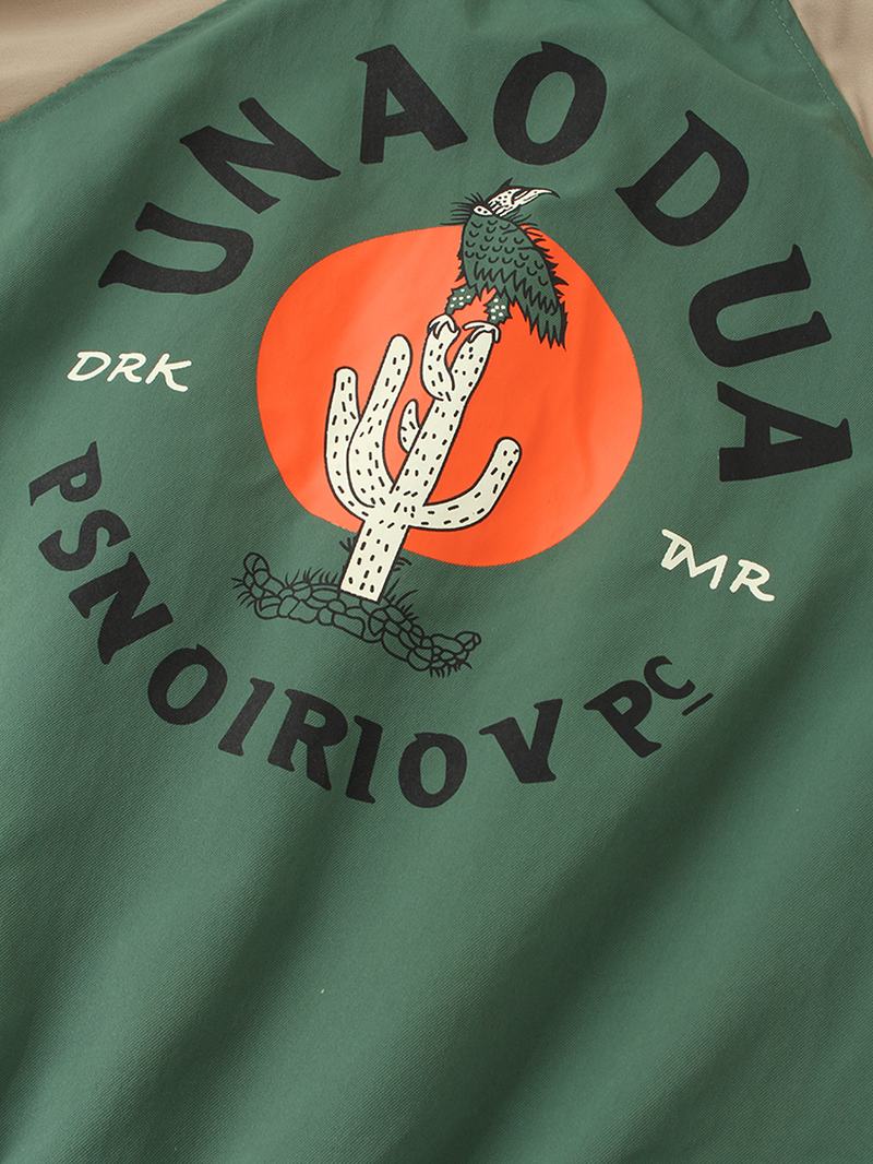 Męska Kurtka Z Nadrukiem Z Tyłu Z Nadrukiem Raglanowym Z Patchworkowym Zamkiem Retro Varsity Jacket