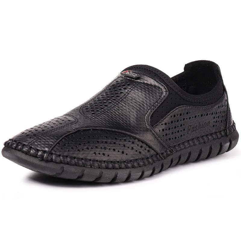 Męska Mikrofibra Hollow Out Oddychająca Miękka Podeszwa Slip On Business Casual Shoes