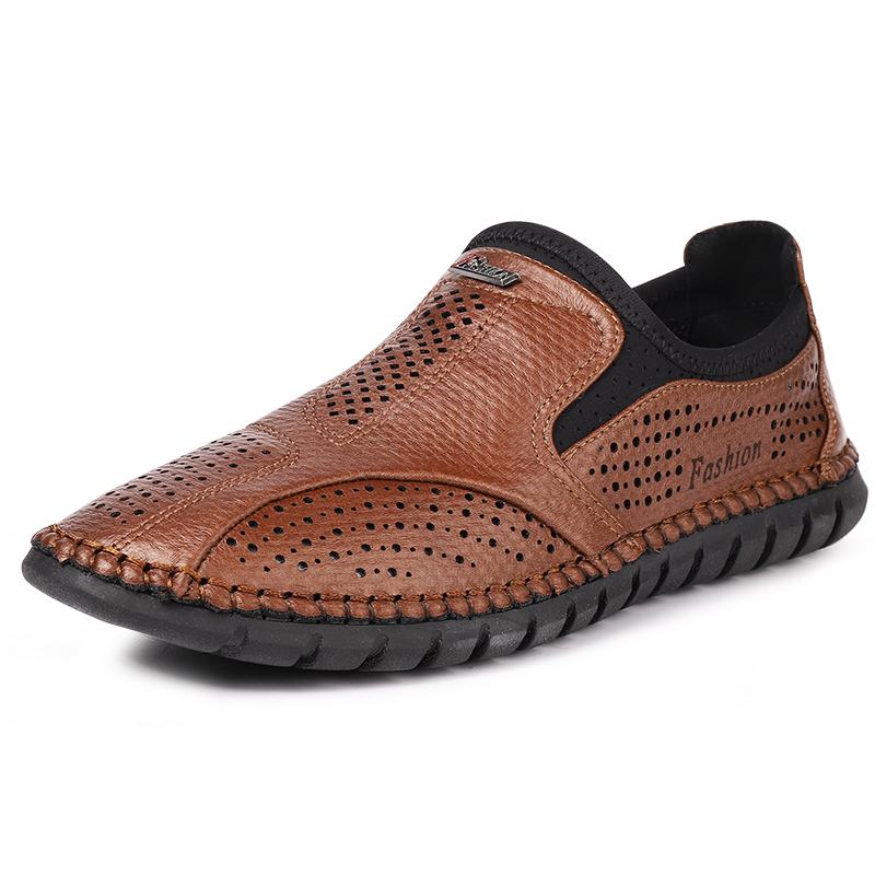 Męska Mikrofibra Hollow Out Oddychająca Miękka Podeszwa Slip On Business Casual Shoes