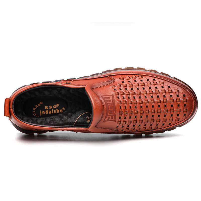 Męska Mikrofibra Oddychająca Drążona Miękka Podeszwa Slip On Casual Shoes