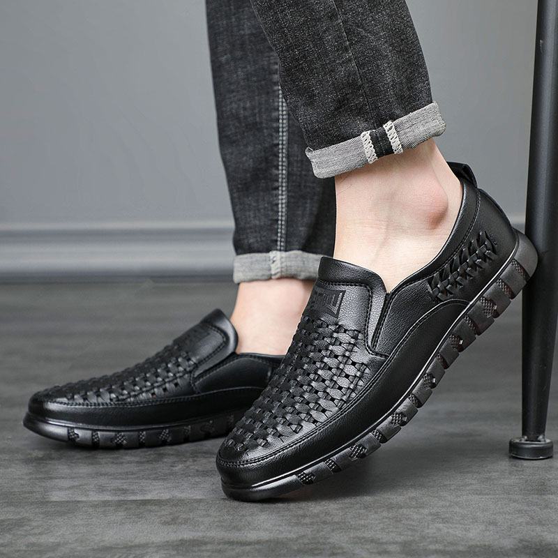 Męska Mikrofibra Oddychająca Drążona Miękka Podeszwa Slip On Casual Shoes