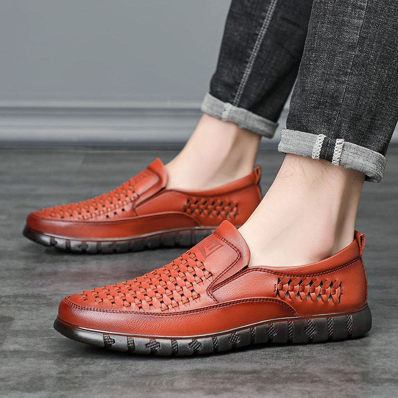 Męska Mikrofibra Oddychająca Drążona Miękka Podeszwa Slip On Casual Shoes