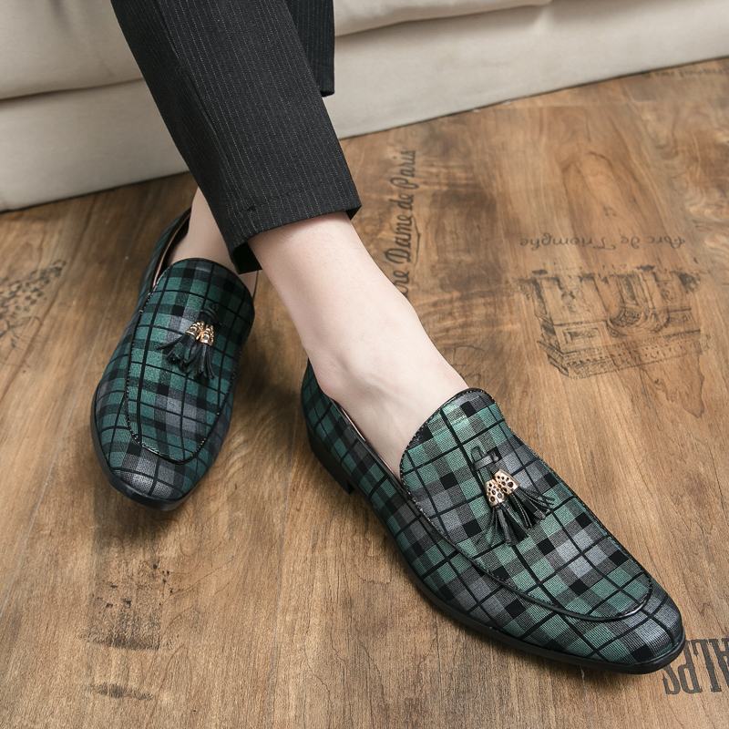 Męska Mikrofibra Oddychająca Krata Wzór Miękka Podeszwa Slip On Casual Business Shoes