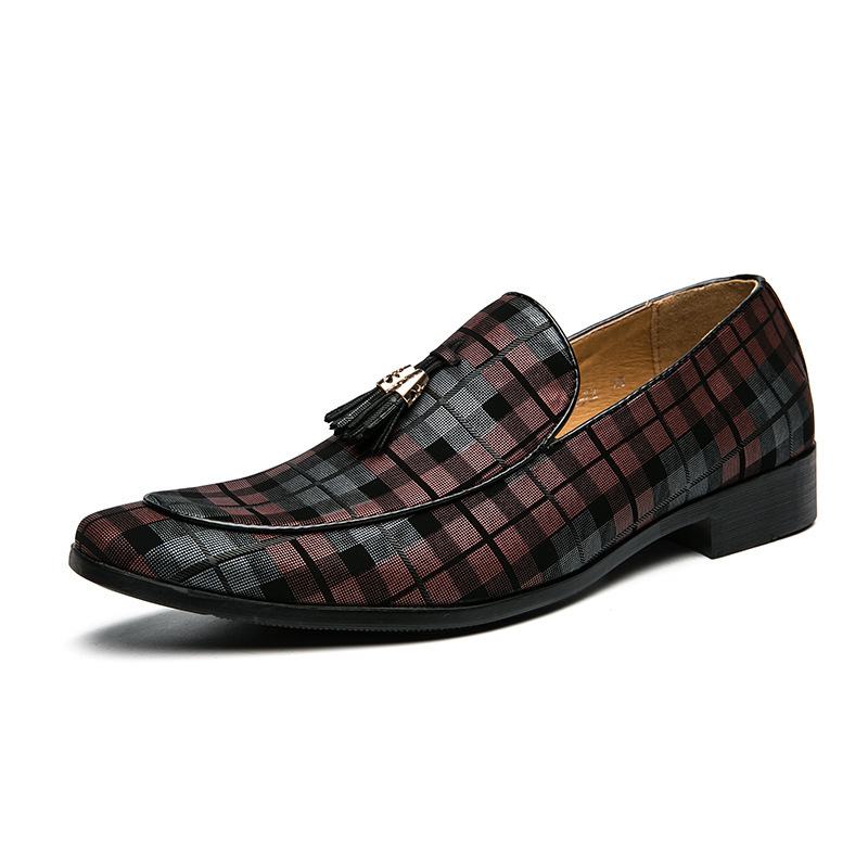 Męska Mikrofibra Oddychająca Krata Wzór Miękka Podeszwa Slip On Casual Business Shoes