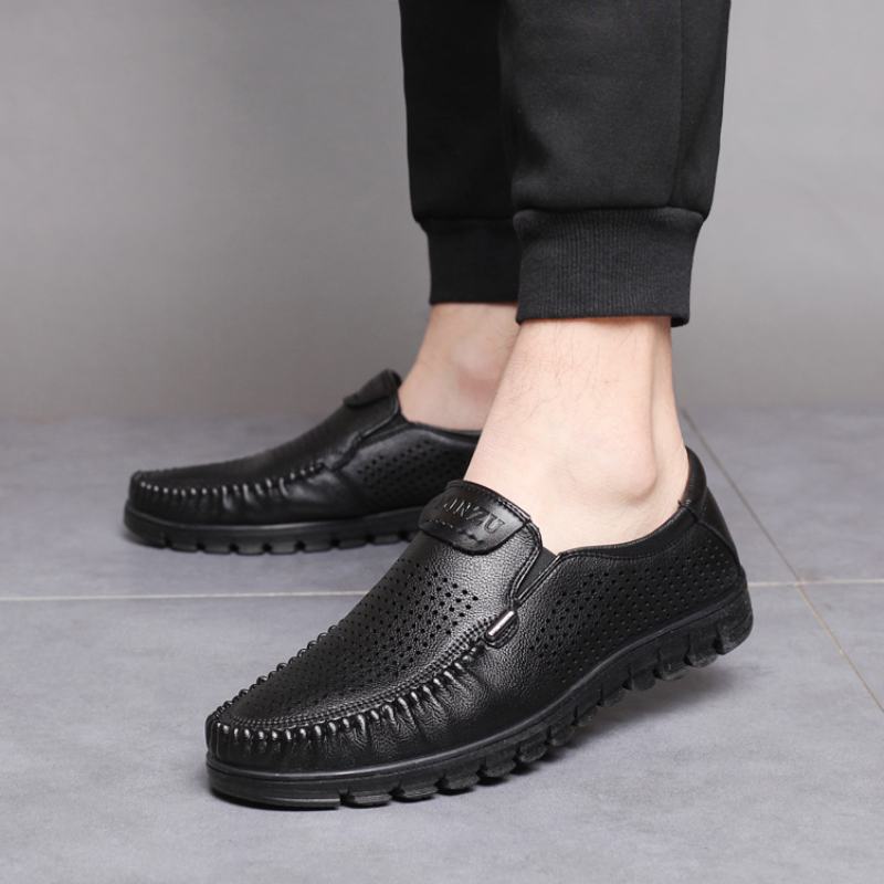 Męska Mikrofibra Oddychająca Wydrążona Antypoślizgowa Podeszwa Slip On Casual Shoes